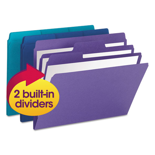 SuperTab Organizer Folder, 1/3-Cut Tabs, Letter Size, Assorted, 3/Pack | by Plexsupply