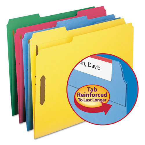Top Tab Colored 2-Fastener Folders, 1/3-Cut Tabs, Letter Size, Assorted, 50/Box