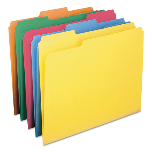 Reinforced Top Tab Colored File Folders, 1/3-Cut Tabs, Letter Size, Assorted, 100/Box