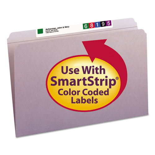 Reinforced Top Tab Colored File Folders, Straight Tab, Legal Size, Lavender, 100/Box