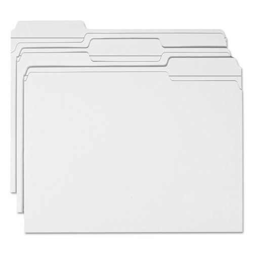Reinforced Top Tab Colored File Folders, 1/3-Cut Tabs, Letter Size, White, 100/Box