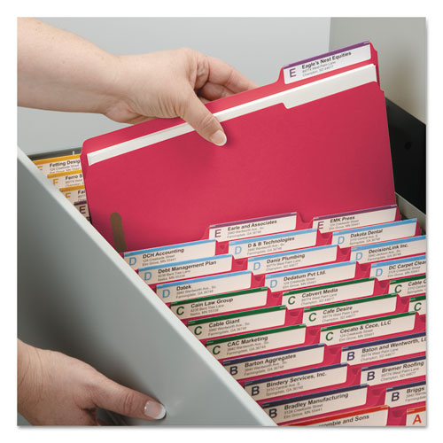 Top Tab Colored 2-Fastener Folders, 1/3-Cut Tabs, Legal Size, Red, 50/Box