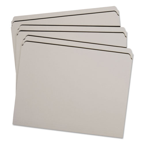 Reinforced Top Tab Colored File Folders, Straight Tab, Letter Size, Gray, 100/Box