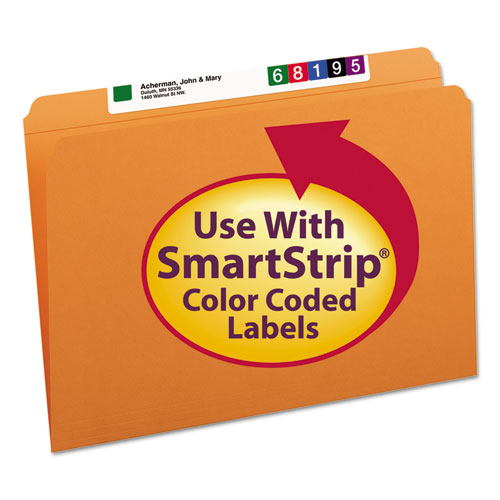 Reinforced Top Tab Colored File Folders, Straight Tab, Legal Size, Orange, 100/Box
