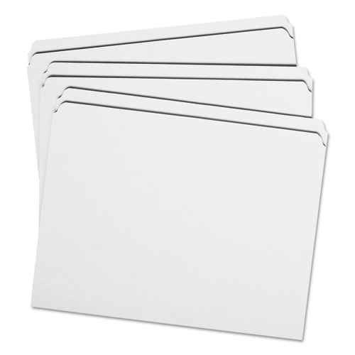Reinforced Top Tab Colored File Folders, Straight Tab, Letter Size, White, 100/Box