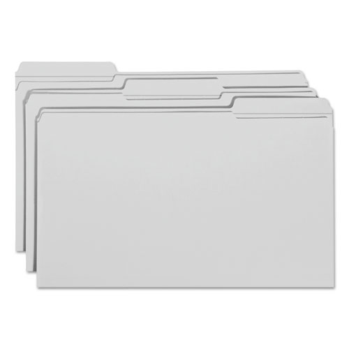 Reinforced Top Tab Colored File Folders, 1/3-Cut Tabs, Legal Size, Gray, 100/Box