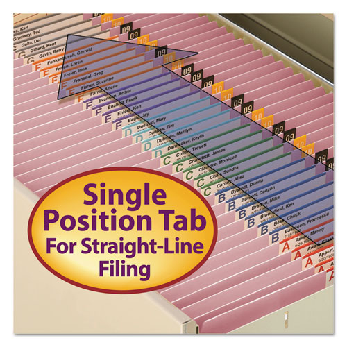 Reinforced Top Tab Colored File Folders, Straight Tab, Letter Size, Pink, 100/Box