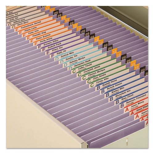 REINFORCED TOP TAB COLORED FILE FOLDERS, STRAIGHT TAB, LETTER SIZE, LAVENDER, 100/BOX