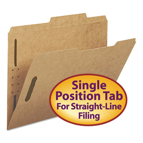 Top Tab 2-Fastener Folders, 2/5-Cut Tabs, Right of Center, Letter Size, 11 pt. Kraft, 50/Box
