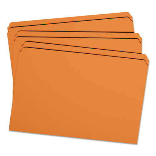 Reinforced Top Tab Colored File Folders, Straight Tab, Legal Size, Orange, 100/Box