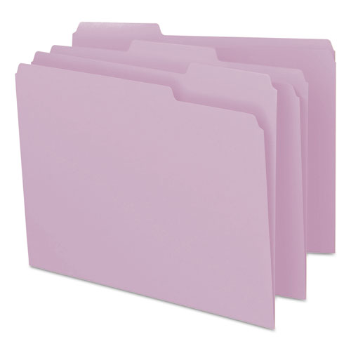 Colored File Folders, 1/3-Cut Tabs, Letter Size, Lavender, 100/Box