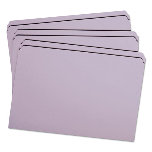 Reinforced Top Tab Colored File Folders, Straight Tab, Legal Size, Lavender, 100/Box