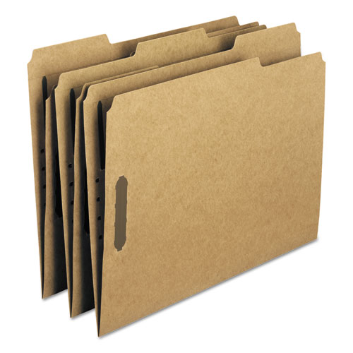 Image of Smead™ Top Tab Fastener Folders, 1/3-Cut Tabs: Assorted, 0.75" Expansion, 2 Fasteners, Letter Size, Kraft Exterior, 50/Box