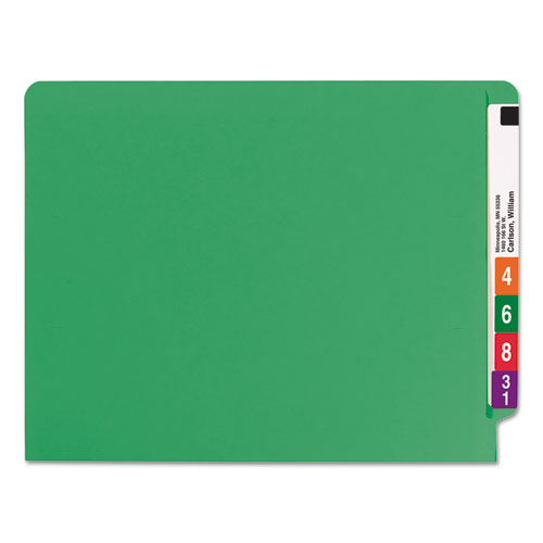 WaterShed/CutLess End Tab 2-Fastener Folders, Straight Tab, Letter Size, Green, 50/Box