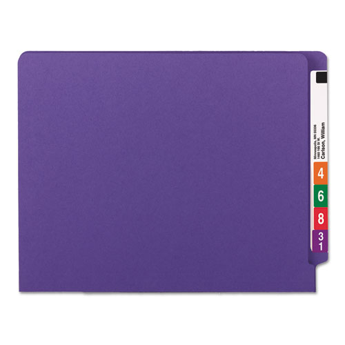 WaterShed/CutLess End Tab 2-Fastener Folders, Straight Tab, Letter Size, Purple, 50/Box