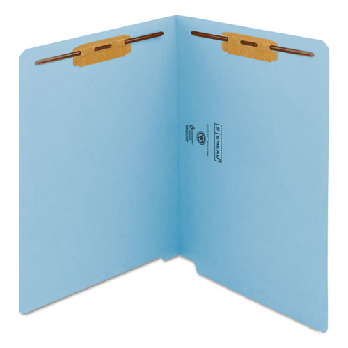 WaterShed/CutLess End Tab 2-Fastener Folders, Straight Tab, Letter Size, Blue, 50/Box