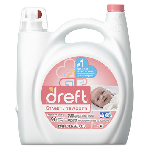 Dreft® Ultra Laundry Detergent, Liquid, Baby Powder Scent, 150 oz Bottle, 4/Carton
