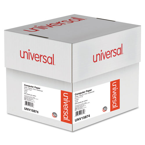 Image of Universal® Printout Paper, 4-Part, 15 Lb Bond Weight, 9.5 X 11, White/Canary/Pink/Buff, 900/Carton
