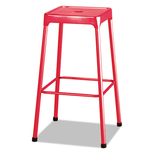 BAR-HEIGHT STEEL STOOL, 29" SEAT HEIGHT, SUPPORTS UP TO 250 LBS., RED SEAT/RED BACK, RED BASE