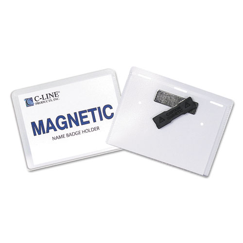 Image of Magnetic Name Badge Holder Kit, Horizontal, 4w x 3h, Clear, 20/Box