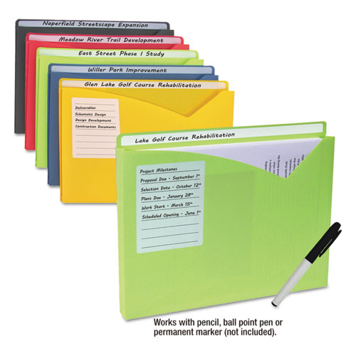 Write-On Poly File Jackets, Straight Tab, Letter Size, Assorted Colors, 25/Box