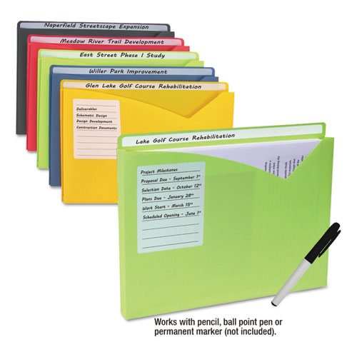 Write-On Poly File Jackets, Straight Tab, Letter Size, Assorted Colors, 10/Pack | by Plexsupply
