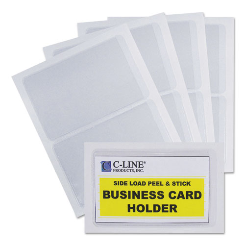 Image of Self-Adhesive Business Card Holders, Side Load, 2 x 3.5, Clear, 10/Pack