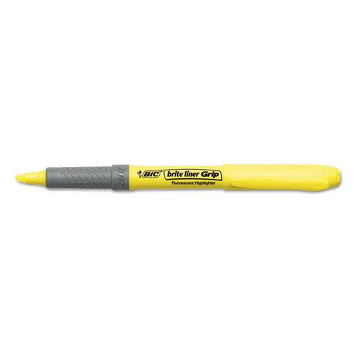 Image of Bic® Brite Liner Grip Pocket Highlighter, Assorted Ink Colors, Chisel Tip, Assorted Barrel Colors, 5/Set