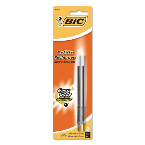 Refill for BIC Her, Velocity and Pro+ Retractable Ballpoint Pens, Medium Conical Tip, Black Ink, 2/Pack