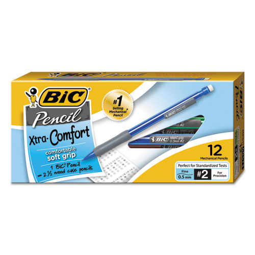 Xtra-Comfort Mechanical Pencil, 0.5 mm, HB (#2.5), Black Lead, Assorted Barrel Colors, Dozen | by Plexsupply
