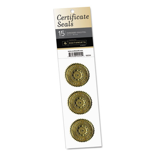 Southworth® Certificate Seals, 1.75" dia, Gold, 3/Sheet, 5 Sheets/Pack