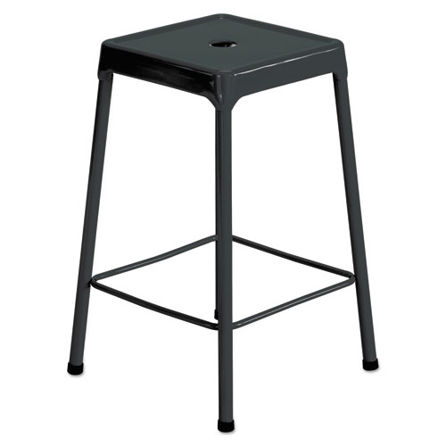 Image of Counter-Height Steel Stool, Backless, Supports Up to 250 lb, 25" Seat Height, Black