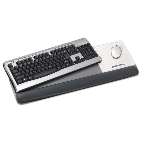 Antimicrobial Gel Mouse Pad/Keyboard Wrist Rest Platform, Black/Silver