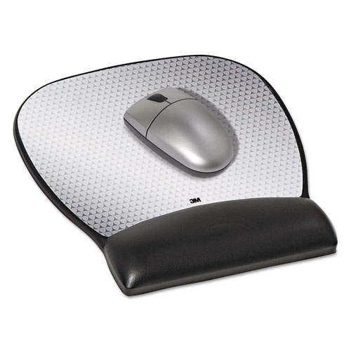 Precise Leatherette Mouse Pad w/Wrist Rest, Nonskid Base, 8-3/4 x 9-1/4, Black