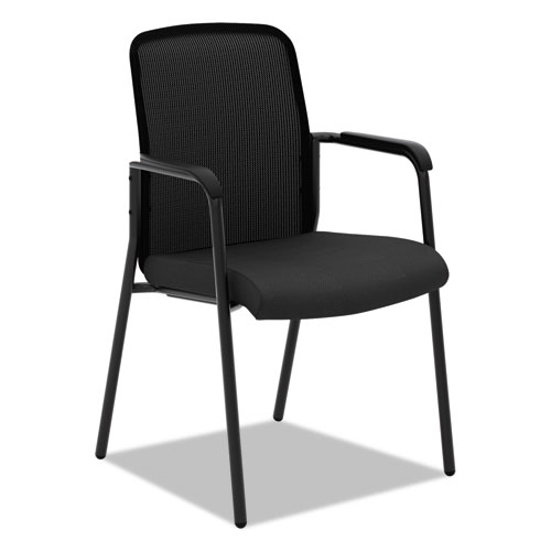 Hon® Vl518 Mesh Back Multi-Purpose Chair With Arms, Supports Up To 250 Lb, 19" Seat Height, Black Seat, Black Back, Black Base