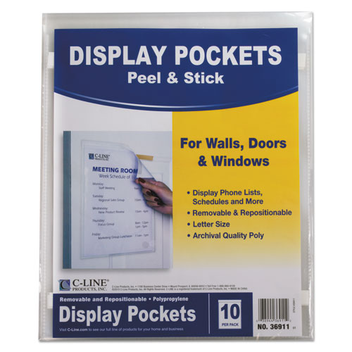 Display Pockets, 8 1/2" x 11", Polypropylene, 10/Pack