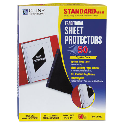 Traditional Polypropylene Sheet Protectors, Standard Weight, 11 x 8 1/2, 50/BX