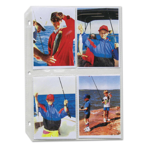 C-Line® Clear Photo Pages for 8, 3-1/2 x 5 Photos, 3-Hole Punched, 11-1/4 x 8-1/8