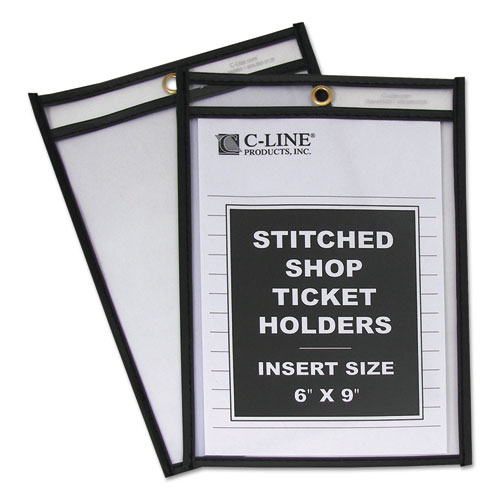 C-Line® Shop Ticket Holders, Stitched, Both Sides Clear, 50 Sheets, 6 X 9, 25/Box