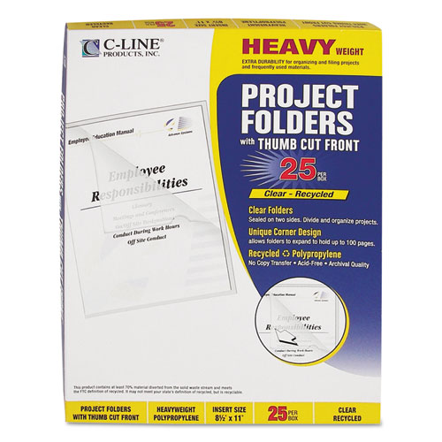 Poly Project Folders, Letter Size, Clear, 25/Box