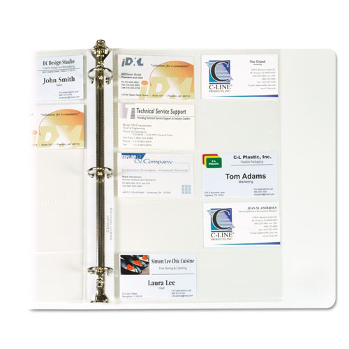 Business Card Binder Pages, Holds 20 Cards, 8 1/8 x 11 1/4, Clear, 10/Pack
