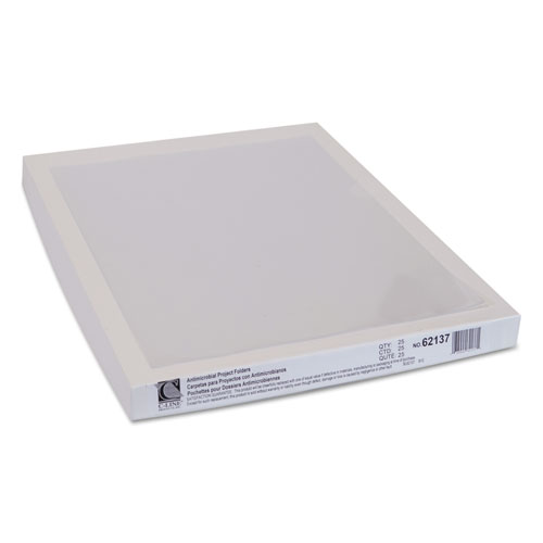 Antimicrobial Protected Poly Project Folders, Letter Size, Clear, 25/Box