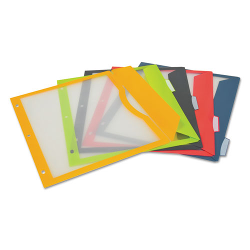 Image of Binder Pocket With Write-On Index Tabs, 9.88 x 11.38, Assorted, 5/Set
