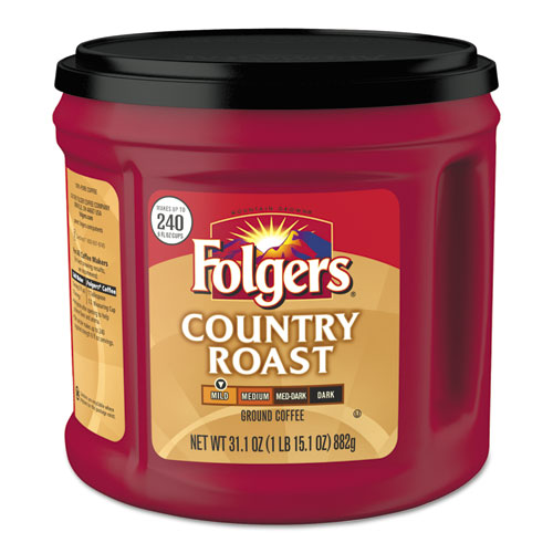 Folgers® Coffee, Country Roast, 31.1 oz Canister, 6/Carton