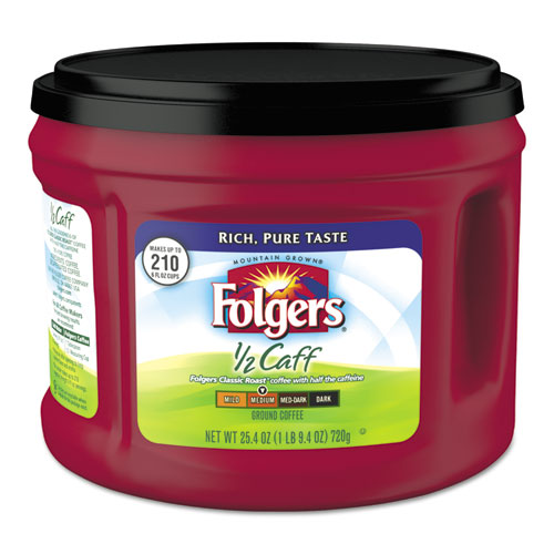 Folgers® Coffee, Half Caff, 25.4 oz Canister, 6/Carton
