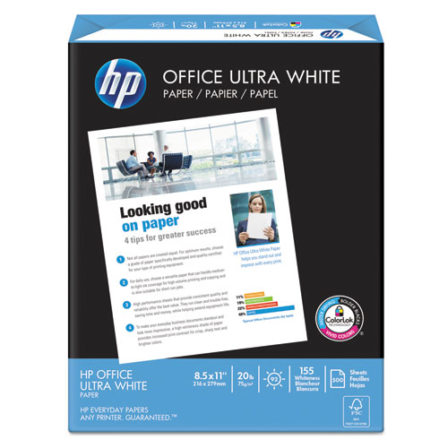 HP Office Ultra-White Paper, 92 Bright, 20lb, 11 x 17, 500/Ream