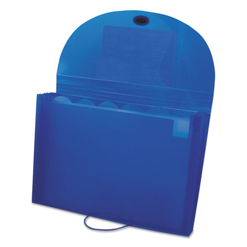 Expanding Files, 1.63" Expansion, 7 Sections, Cord/Hook Closure, 1/6-Cut Tabs, Letter Size, Blue
