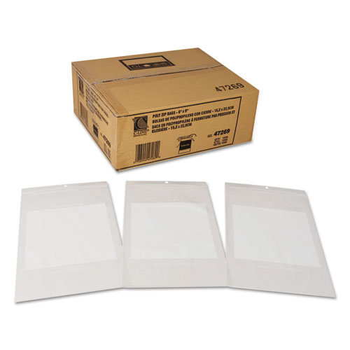 Image of Write-On Poly Bags, 2 mil, 6" x 9", Clear, 1,000/Carton