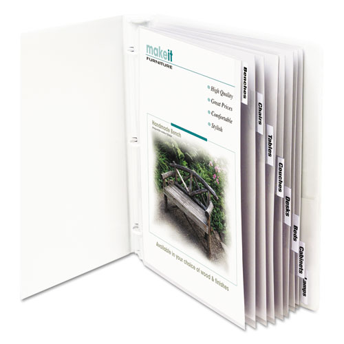Sheet Protectors with Index Tabs, Clear Tabs, 2", 11 x 8 1/2, 8/ST | by Plexsupply