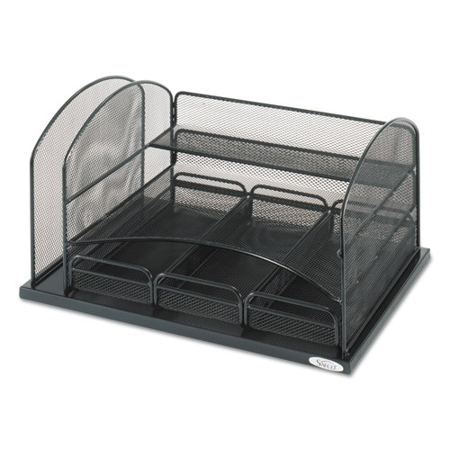 Image of Safco® Onyx Organizer With 3 Drawers, 6 Compartments, Steel, 16 X 11.5 X 8.25, Black